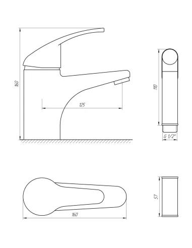 Смеситель для умывальника Globus Lux Solly GLSO-0222 хром, стоп-лейка и шланг - 6