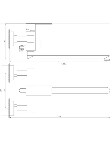 Змішувач для ванни Globus Lux Sicilia SBQ-208L нержавіюча сталь, 350 мм - 4