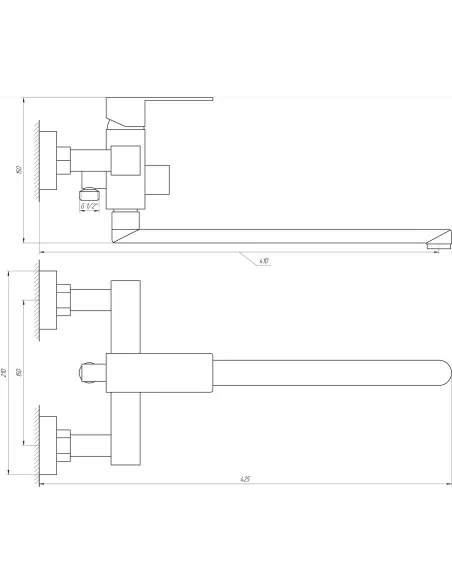 Змішувач для ванни Globus Lux Sicilia SBQ-208L нержавіюча сталь, 350 мм - 4