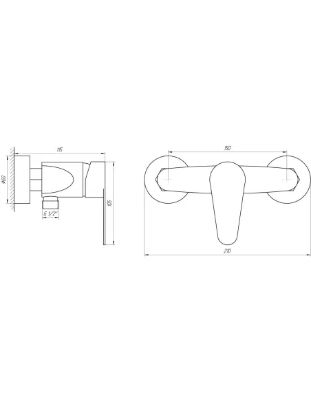 Змішувач для душу Globus Lux Main SM-105N нержавіюча сталь - 6