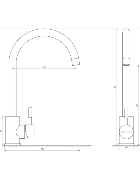 Змішувач для кухні Globus Lux Alpen SUS-203S-WW нержавіюча сталь - 4