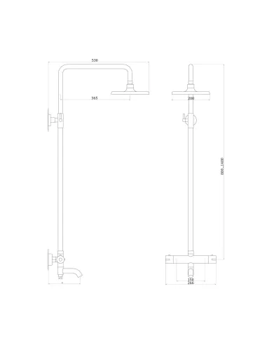 Душевая система с термостатом Globus Lux Termostatic GDS-0041T без излива - 9