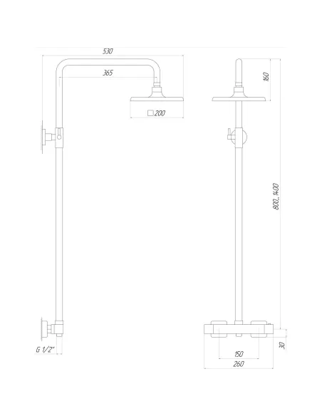 Душевая система с термостатом Globus Lux Termostatic GLM-0040T Куб без излива - 5
