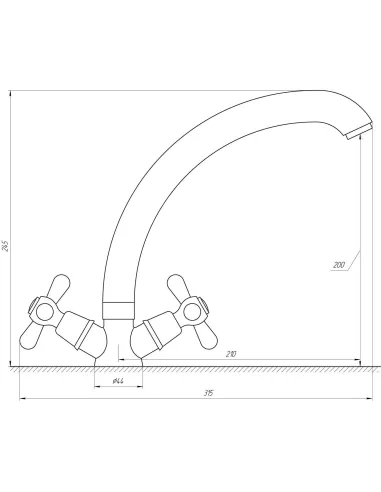 Смеситель для кухни двухвентильный Globus Lux GB-SHARM-0104-08 - 4