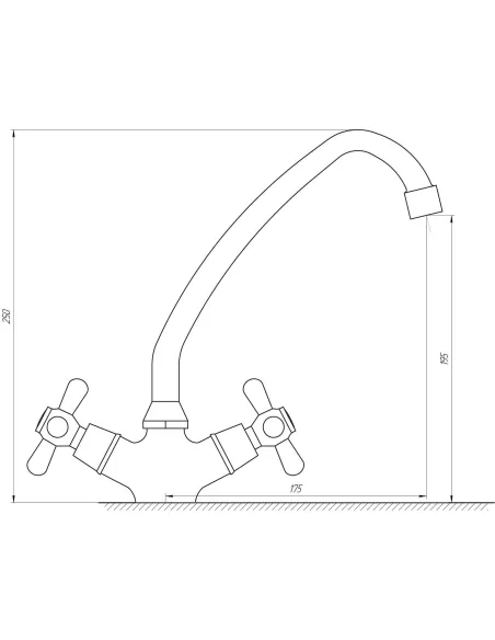 Смеситель для кухни двухвентильный Globus Lux GB-SHARM-0300-00 латунь, на гайке - 4