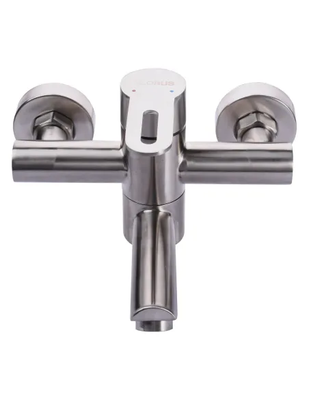 Змішувач для ванни Globus Lux Ring SR-102N, поворотний гусак, нержавіюча сталь, комплект - 4