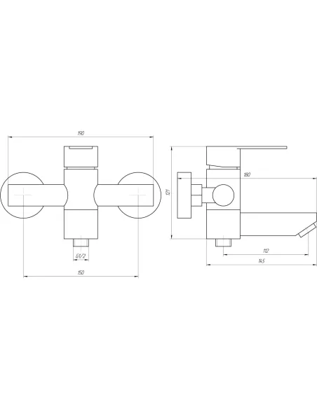 Змішувач для ванни Globus Lux Ring SR-102N, поворотний гусак, нержавіюча сталь, комплект - 6