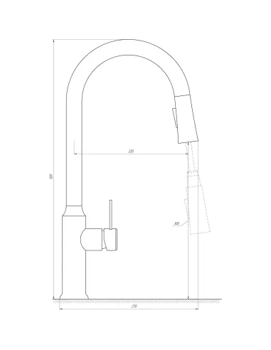 Змішувач для кухні Globus Lux Alpen SBT1-2033, витяжний, з душовою лійкою, нержавіюча сталь, на гайці - 4