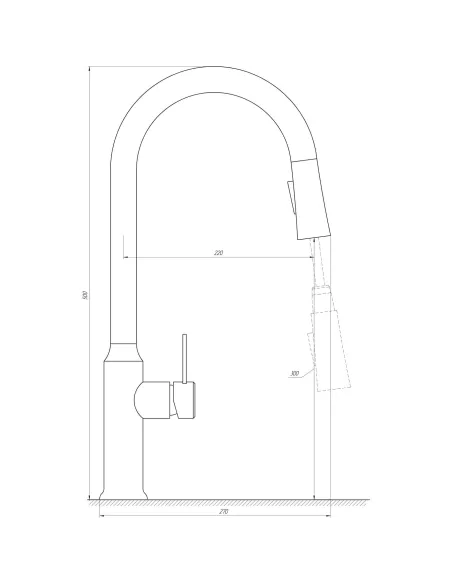 Змішувач для кухні Globus Lux Alpen SBT1-2033, витяжний, з душовою лійкою, нержавіюча сталь, на гайці - 4