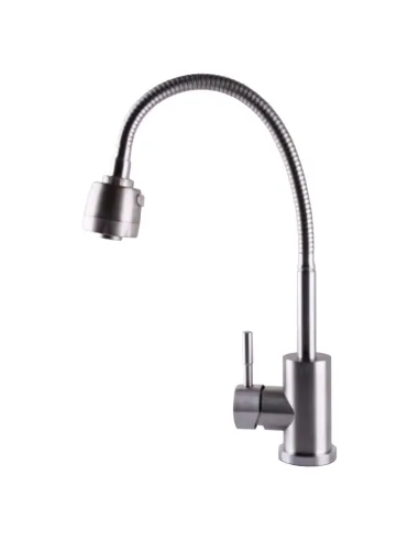 Змішувач для кухні Globus Lux Alpen SUS-G203S,  боковий, стальний, гофрогусак, нержавіюча сталь, на гайці - 3