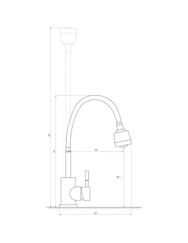 Змішувач для кухні Globus Lux Alpen SUS-G203S,  боковий, стальний, гофрогусак, нержавіюча сталь, на гайці - 4