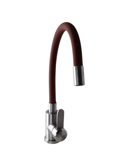 Змішувач для кухні Globus Lux Wien SUS2-203SBR, боковий, коричневий, гофрогусак, нержавіюча сталь, на гайці - 1