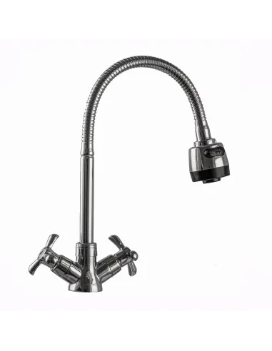 Змішувач для кухні Domino DK-H1-2N-103MA хрест, кераміка, з гофрозливом, на гайці - 3