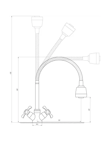 Змішувач для кухні Domino DK-H1-2N-103MA хрест, кераміка, з гофрозливом, на гайці - 4