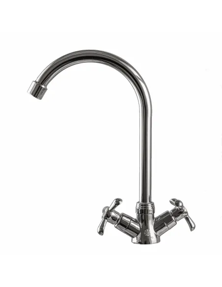 Змішувач для кухні Domino DK-H1-2N-Chrom, хрест, кераміка, на гайці - 3