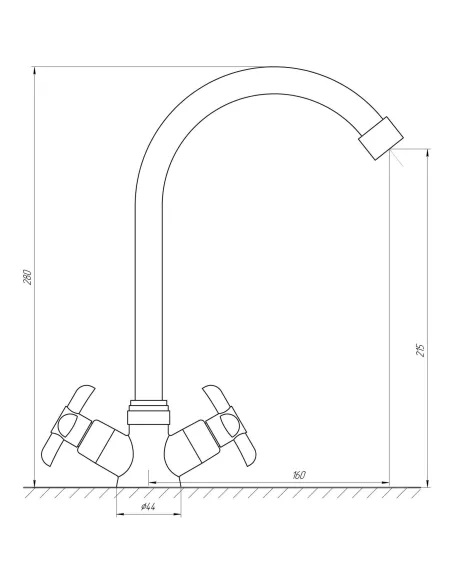 Змішувач для кухні Domino DK-H1-2N-Chrom, хрест, кераміка, на гайці - 4