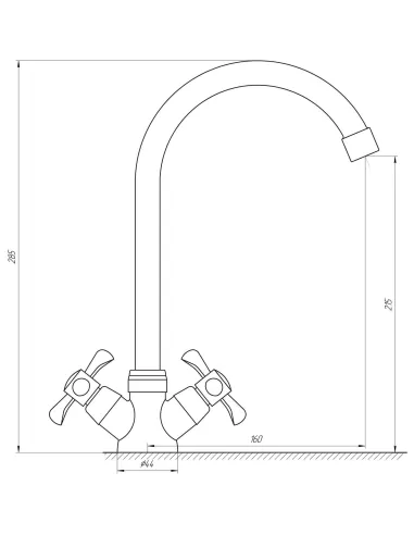 Смеситель для кухни двухвентильный Domino DK-H1-2N-Green на гайке - 5