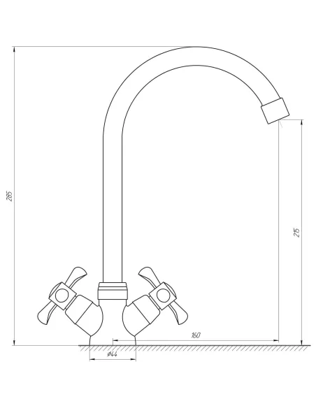 Смеситель для кухни двухвентильный Domino DK-H1-2N-Green на гайке - 5