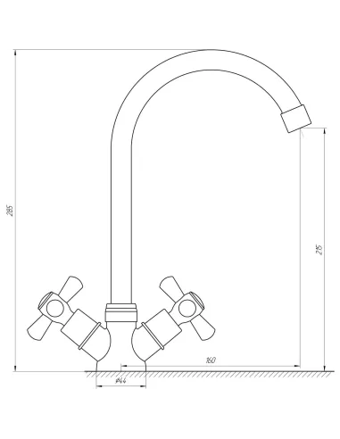 Смеситель для кухни двухвентильный Domino DK-H104-2N-Sharm на гайке - 4