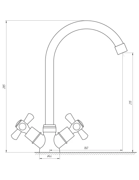Смеситель для кухни двухвентильный Domino DK-H104-2N-Sharm на гайке - 4