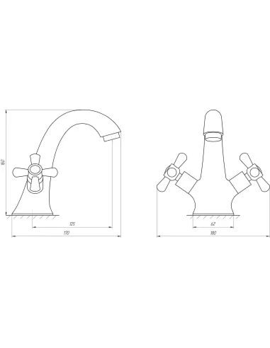 Смеситель для раковины двухвентильный Domino DYM-027-CRUIZE хром - 4