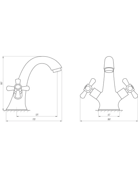 Смеситель для раковины двухвентильный Domino DYM-027-CRUIZE хром - 4