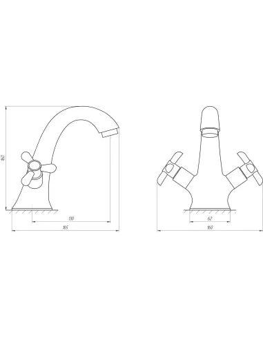 Смеситель для раковины двухвентильный Domino DYM-H1-GREEN - 4