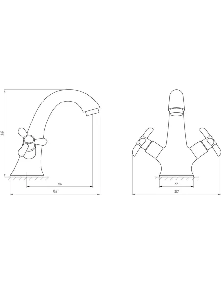 Смеситель для раковины двухвентильный Domino DYM-H1-GREEN - 4