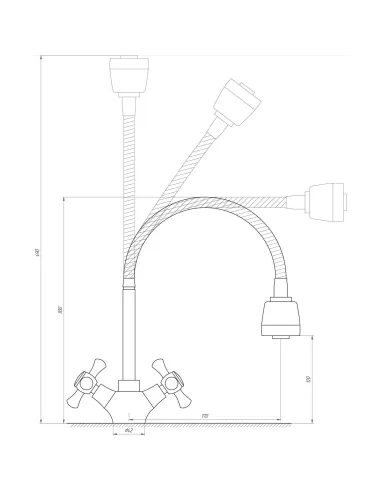 Смеситель для кухни двухвентильный с гибким изливом Domino DK-H1-2N-103MA Sharm на гайке - 4