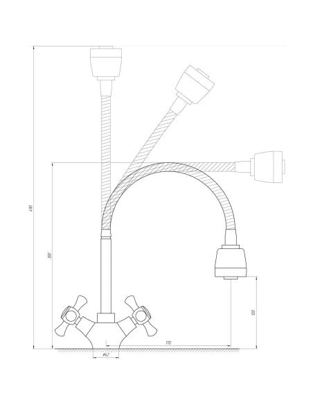 Смеситель для кухни двухвентильный с гибким изливом Domino DK-H1-2N-103MA Sharm на гайке - 4