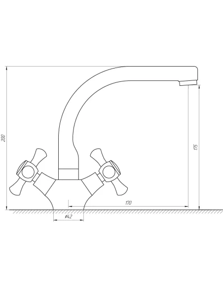 Змішувач для умивальника DOMINO DKF-209-06-SHARM хрест, кераміка, на гайці - 4