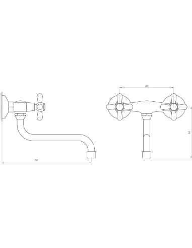 Смеситель для кухни настенный Domino DMF-029-M7117-SHARM с S-изливом - 5