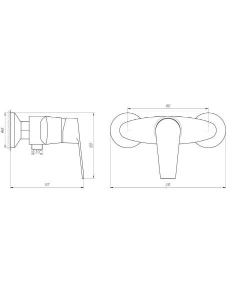 Змішувач для душу Domino Blitz DBC-105N, вертикальна ручка - 5