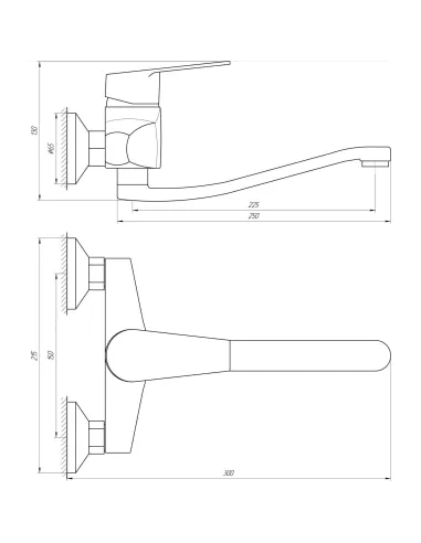 Смеситель для кухни настенный Domino Blitz DBC-104 - 4