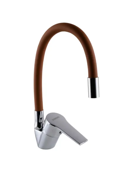 Смеситель для кухни с гибким изливом Domino Blitz DBC-203SLR-Brown коричневый гофрогусак - 1