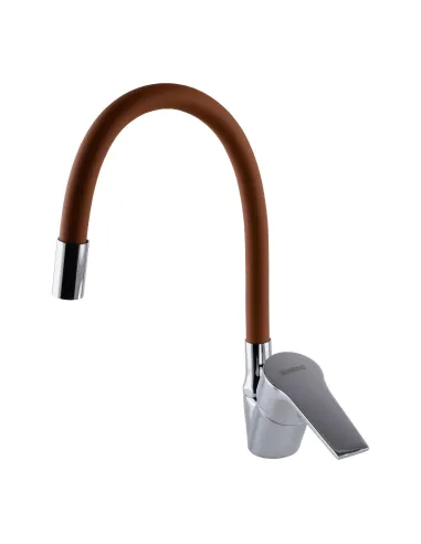 Смеситель для кухни с гибким изливом Domino Blitz DBC-203SLR-Brown коричневый гофрогусак - 2