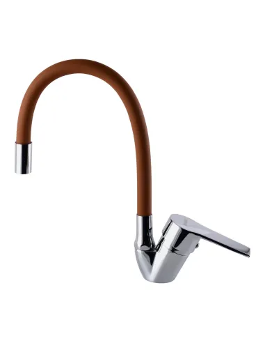 Смеситель для кухни с гибким изливом Domino Blitz DBC-203SLR-Brown коричневый гофрогусак - 3