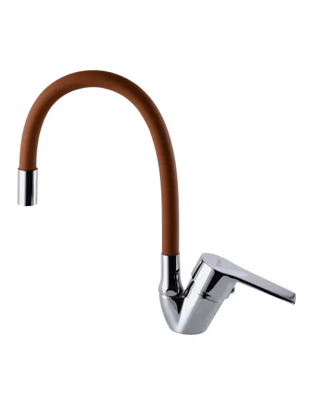 Смеситель для кухни с гибким изливом Domino Blitz DBC-203SLR-Brown коричневый гофрогусак - 3