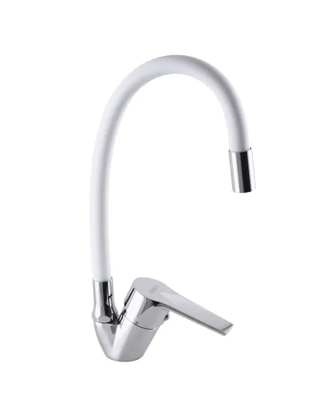 Смеситель для кухни с гибким изливом Domino Blitz DBC-203SLR-White белый гофрогусак - 2