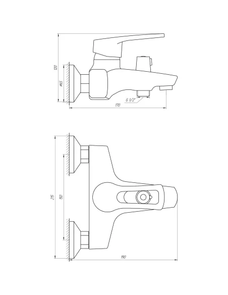 Смеситель для ванны Domino Sirius DSV-102NE с euro-переключателем - 5