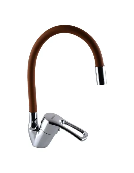 Змішувач для кухні Domino Sirius DSV-203SLR-Brown, гофровилив, коричневий, на гайці - 1