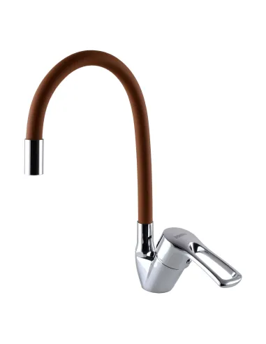 Змішувач для кухні Domino Sirius DSV-203SLR-Brown, гофровилив, коричневий, на гайці - 5