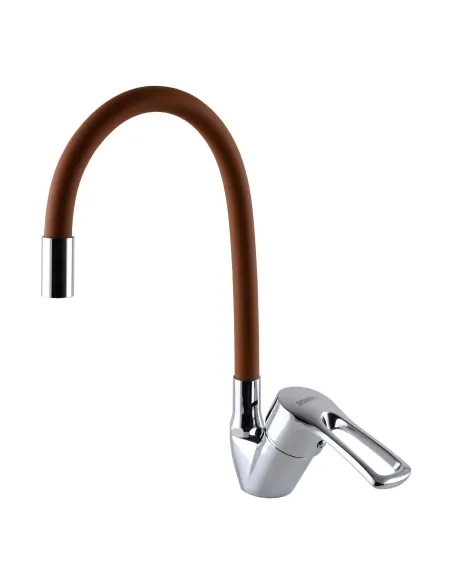 Змішувач для кухні Domino Sirius DSV-203SLR-Brown, гофровилив, коричневий, на гайці - 5