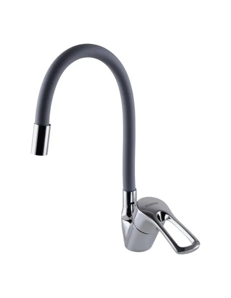 Смеситель для кухни с гибким изливом Domino Sirius DSV-203SLR-Gray серый гофрогусак - 3