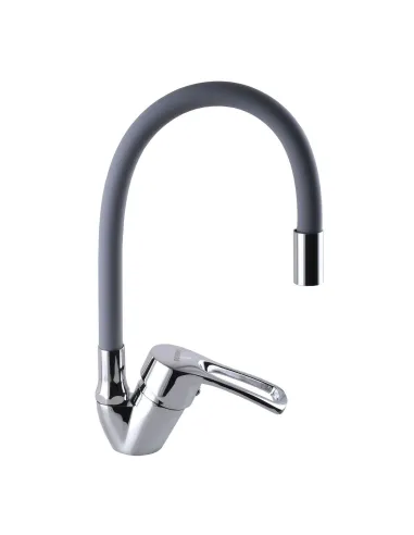 Смеситель для кухни с гибким изливом Domino Sirius DSV-203SLR-Gray серый гофрогусак - 4