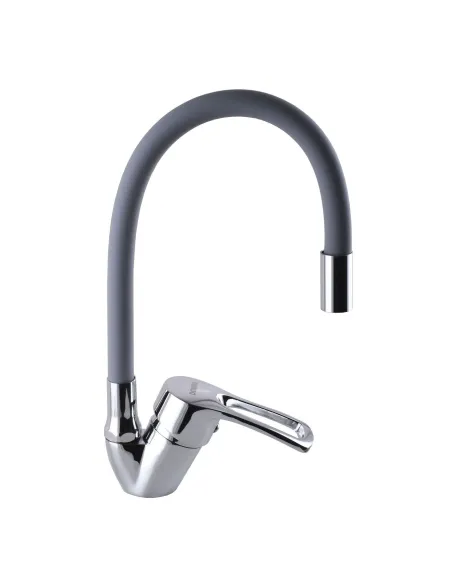 Смеситель для кухни с гибким изливом Domino Sirius DSV-203SLR-Gray серый гофрогусак - 4