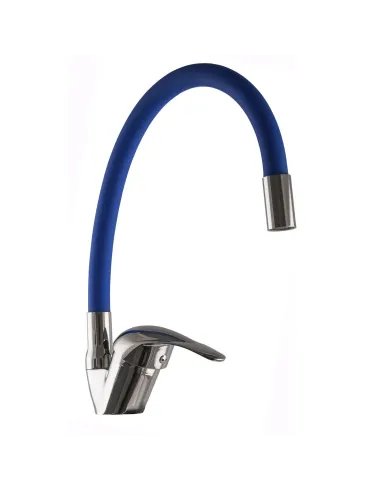 Смеситель для кухни с гибким изливом EcoMix Energo E-GEZ-203SLR-BLUE синий гофроизлив, на гайке - 3