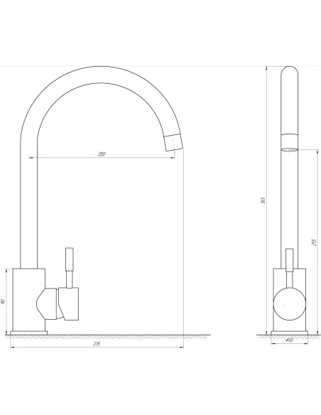 Смеситель для кухни MixMIRA MS1-203S-Colorado, песок, боковой, нержавейка, на гайке - 3