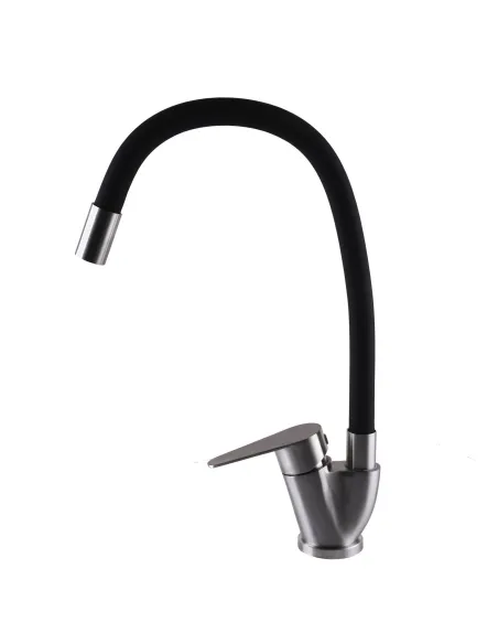 Смеситель для кухни MixMIRA MSM-203SB, боковой, черный, гофроизлив, нержавейка, на гайке - 1
