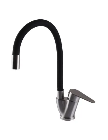 Смеситель для кухни MixMIRA MSM-203SB, боковой, черный, гофроизлив, нержавейка, на гайке - 2